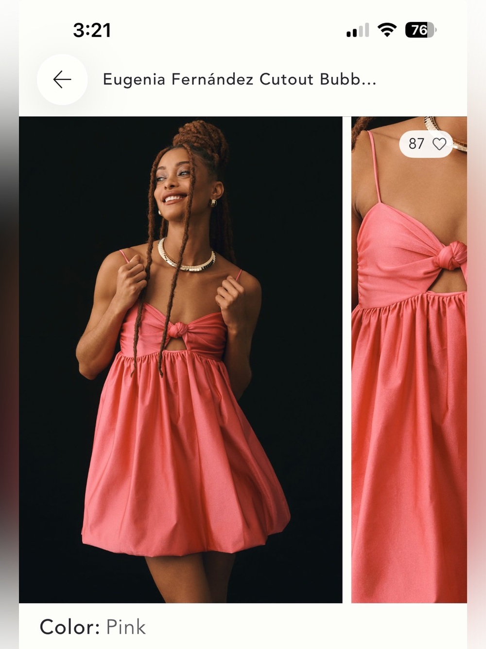 Anthropologie Coral-Pink Knot Cutout Mini Dress